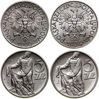 Polska, zestaw: 2 x 5 złotych, 1960, 1974
