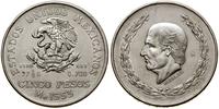 5 peso 1953, Meksyk, srebro próby 720, 27.73 g, 