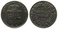 3 grosze 1831 K/G, Warszawa, ciemna patyna, Plag