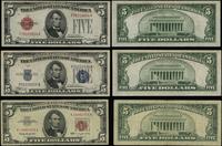 zestaw: 3 x 5 dolarów 1928–1963, 2 x czerwona pi
