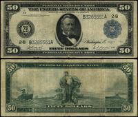 50 dolarów 1914, seria B 3285551 A, niebieska pi