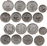 Polska, zestaw 8 monet – destruktów menniczych