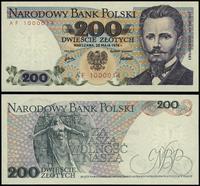 200 złotych 25.05.1976, seria AF, numeracja 1000