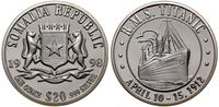Somalia, sztabka wagi 1 uncji z nominałem 20 dolarów, 1998