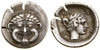 drachma ok. 411–358 pne, Aw: Głowa Gorgony na wp