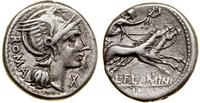 denar 109–108 pne, Rzym, Aw: Głowa Romy w hełmie