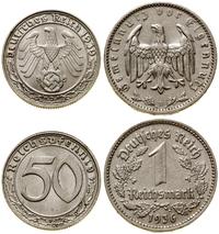 zestaw: 50 fenigów i 1 marka  1939 i 1936, Monac