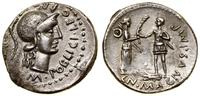 denar 46–45 pne, Rzym, Aw: Głowa Romy w hełmie w