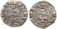 denar po 1384, Aw: Korona, w obręczy GM, + MARIA