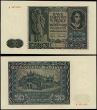 50 złotych 1.08.1941, seria A, numeracja 3872979