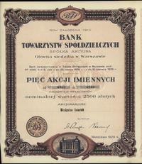 5 akcji po 500 złotych = 2.500 złotych 1929, War