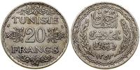 Tunezja, 20 franków, 1934 (AH 1353)
