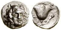 drachma ok. III w. pne, Aw: Głowa Heliosa na wpr