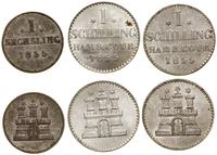 Niemcy, zestaw: 3 x 1 szyling, 1855