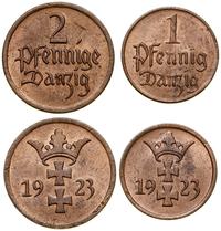 zestaw 2 monet 1923, 2 fenigi oraz 1 fenig, raze