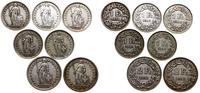 zestaw 7 monet, 5 x 1 frank (1910, 1943, 1944, 1