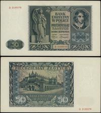 50 złotych 1.08.1941, seria D, numeracja 2195576