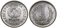 1 złoty 1949, Warszawa, aluminium, bardzo ładne,