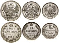 Rosja, zestaw 3 monet, 1906–1915