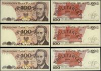 zestaw: 3 banknotów o nominale 100 złotych 1982–