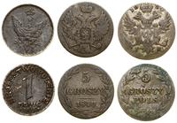 lot 3 monet, 5 groszy polskich 1820 IB, 5 groszy