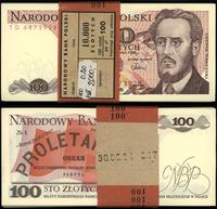 Polska, paczka 100 sztuk x 100 złotych z banderolą NBP, 1.12.1988