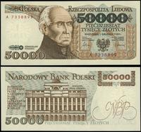50.000 złotych 1.12.1989, rzadka, seria początko