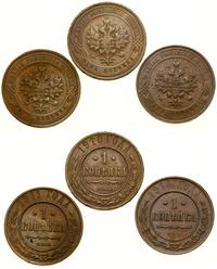 Rosja, zestaw: 3 x 1 kopiejka, 1910, 1911, 1914