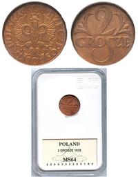 2 grosze 1938, Warszawa, moneta w pudełku GCN z 