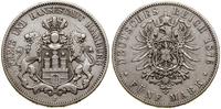 5 marek 1876 J, Hamburg, moneta polakierowana, A