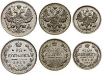 Rosja, zestaw: 10, 15, 20 kopiejek, 1913 BC