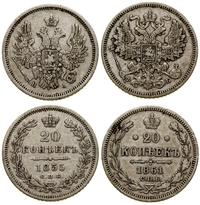 Rosja, zestaw: 2 x 20 kopiejek, 1855 i 1861