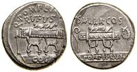 denar 54 pne, Rzym, Aw: Krzesło kurulne, z lewej