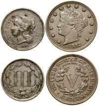 zestaw 2 monet : 3 centy 1867 i 5 centów 1912, F