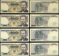 Polska, zestaw: 4 x 200 złotych, 1.12.1988