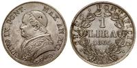 1 lira 1866 R, Rzym, patyna, Berman 3341, Pagani