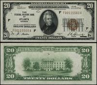 20 dolarów 1929, seria F 00115560 A, brązowa pie