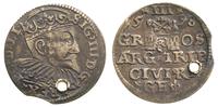 trojak 1598, Ryga, moneta dziurawa