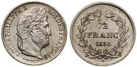 1/2 franka 1834 W, Lille, srebro, 2.54 g, piękni