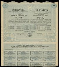 Rzeczpospolita Polska (1918–1939), obligacja VIII-ma 6% pożyczka konwersyjna na 142 złote, 25.01.1930