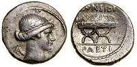 denar 46 pne, Rzym, Aw: Głowa Apolla w prawo, z 