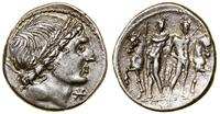 denar 109–108 pne, Rzym, Aw: Głowa w wieńcu dębo