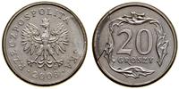 20 groszy 2008, Warszawa, moneta wybita pęknięty