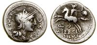 denar 116–115 pne, Rzym, Aw: Głowa Romy w prawo,