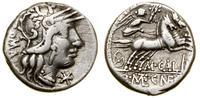 denar 117–116, Rzym, Aw: Głowa Romy w hełmie w p