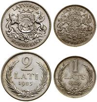 zestaw 2 monet: 1 łat 1924 i 2 łaty 1925, Londyn