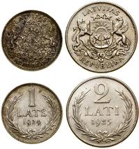 zestaw 2 monet: 1 łat 1924 i 2 łaty 1925, Londyn
