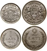 Łotwa, zestaw 2 monet: 1 łat 1924 i 2 łaty 1925