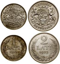Łotwa, zestaw 2 monet: 1 łat 1924 i 2 łaty 1925