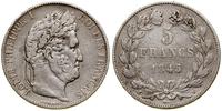 5 franków 1845 W, Lille, srebro, 24.59 g, Gadour